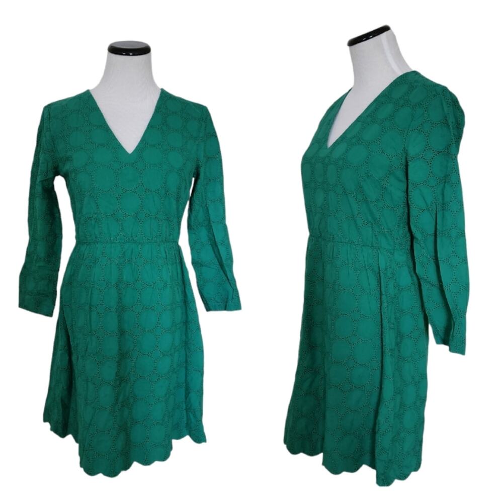 J. Crew Cotton Eyelet Lace Mini Dress Green - 2